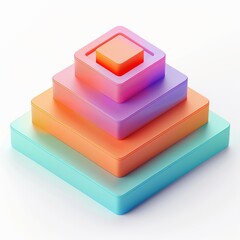 abstract futuristic 3d render minimalistic style with floating geometric shapes isometric design, li