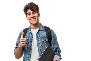 Poster - A person working on a laptop with a positive gesture