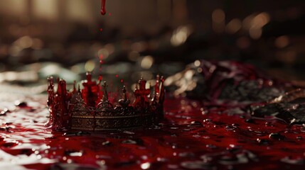 Poster - A crown sits atop a bed covered in blood
