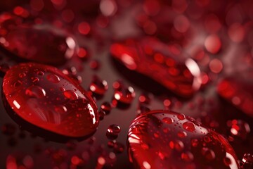 Poster - A close-up shot of water droplets on a surface, highlighting their shape and texture