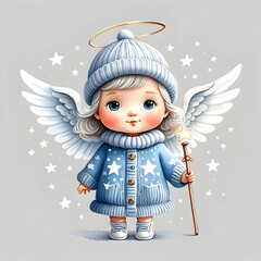 Wall Mural - angel with wings and magic wand