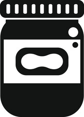 Poster - black and white icon of a peanut butter jar, ideal for representing breakfast, snacks, or food produ