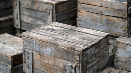 Poster - Stacked wooden crates used as storage or shelving