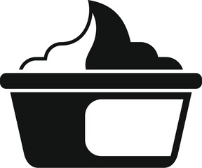 Poster - black and white icon of a plastic container full of cream cheese
