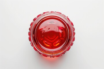 Poster - A glass filled with red liquid sits on a white surface, awaiting use or observation