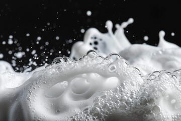 Poster - Close-up shot of water bubbles forming on a dark, smooth surface