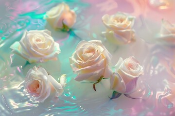 Poster - A bouquet of white roses placed on a table