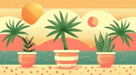 Poster - background with palm trees