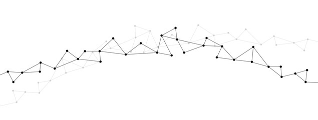 Fototapete - Technology network polygonal connect lines and dots background template. Wireless data transfer server global system graphic vector.
