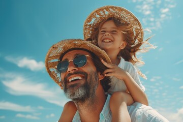 Canvas Print - A couple vacationing by the seaside with their children