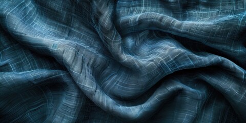 Poster - A detailed view of the texture and pattern on a blue fabric