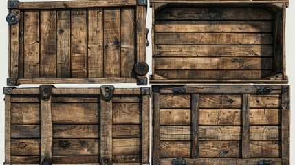 Poster - A collection of wooden crates stacked on a table