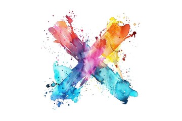 Aufkleber - A watercolor painting of the letter X on a white background
