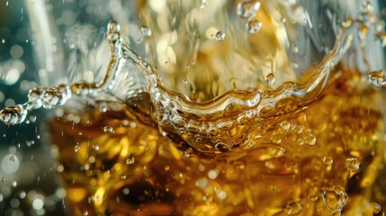 Poster - A close-up shot of a glass filled with a clear liquid, possibly water or juice