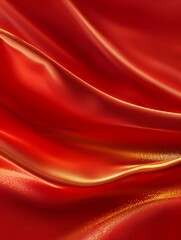 Sticker - Red background, golden gradient lines on the right side of the red cloth, light and shadow effects, minimalist style, soft tones, wide-angle lens, blurred foreground, flowing feeling, luxurious atmosp