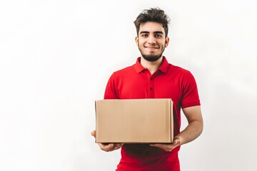 Delivery concept, a man holding a box