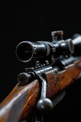 Poster - Close-up view of a rifle on a dark background