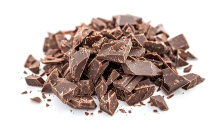 Aufkleber - A pile of assorted chocolate pieces on a white surface, suitable for use in advertising or packaging designs