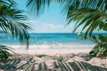 Canvas Print - Green coconut trees, white sandy beach