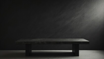 Wall Mural - Empty table marble black countertop on black wall background