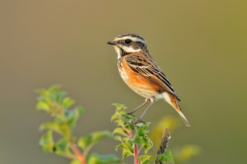 Aufkleber - A small bird is sitting on the top of a tree branch, looking out at its surroundings