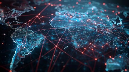 Poster - Internet connects businesses and people worldwide. The concept is illustrated with a world map with lines and points, showing the global reach of business and communication.