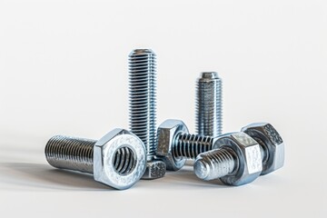 Poster - A collection of nuts and bolts arranged on a clean white surface