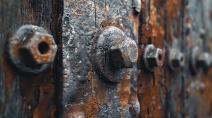 Poster - A close-up shot of an old wooden door with severe rust damage