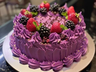 Poster - wedding cake decorated with flowers