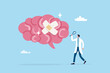 © Nuthawut - Mental health, depression or anxiety heal or recovery, psychotherapy, emotional intelligence, heal stress disease, mental wellbeing concept, doctor analyze cured mental illness brain with bandage.