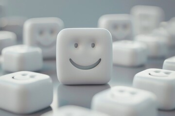 Poster - A set of white dice with a smiling face, ideal for game night or as a unique gift