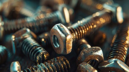 Poster - A collection of screws and nuts arranged on a table