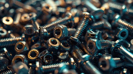 Poster - A collection of screws and nuts stacked on top of each other, great for illustrations about DIY projects or technical concepts