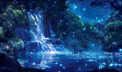 Sticker - Magical Waterfall Under a Night Sky