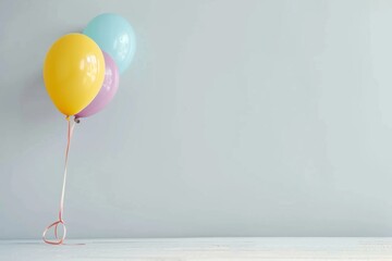 Aufkleber - Bright Multicolored Balloon on a Soft White Mockup Surface for Joyful Promotional Content Sunny Daytime Setting