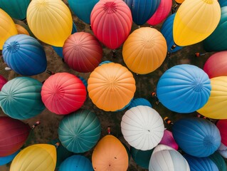 Poster - Aerial View of Multicolored Balloons Arranged in a Symmetrical Geometric Pattern