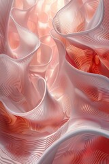 Poster - Abstract Dynamic Waves of Pink and White Fluid Art Illustration, Representing Creative Digital Design