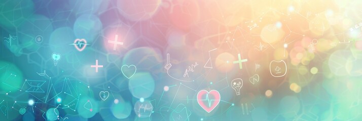 Poster - Abstract Healthcare Background - An abstract healthcare background with colorful bokeh lights and medical symbols.
