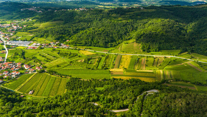 Sticker - Scenic Aerial Shot of Rolling Vineyards in Vipava Valley, Slovenia