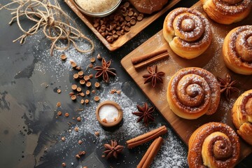 Sticker - Cinnamon Rolls and Spices Flat Lay