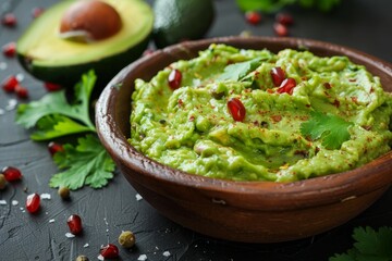 Canvas Print - Fresh Guacamole with Avocado and Pomegranate Seeds