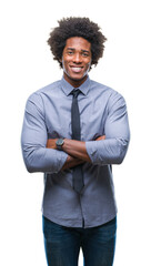Wall Mural - afro american business man over isolated background happy face smiling with crossed arms looking at 