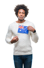 Sticker - Afro american man flag of Australia over isolated background with a confident expression on smart face thinking serious