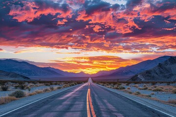 Wall Mural - Sunset Over Desert Highway