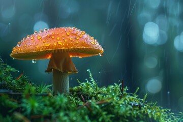 Sticker - 
Orange Mushroom in Rainforest