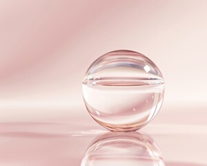 Aufkleber - Crystal Clear Glass Ball on Reflective Surface A Study in Modern Elegance and Luxury