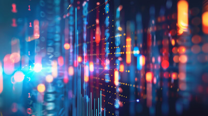 Fototapete - A colorful image of a cityscape with many different colored dots and lines