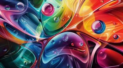 Poster - A colorful abstract painting with many small spheres of different colors