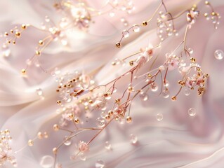 Poster - Delicate Glassmorphism Design with Crystal and Glass Elements on Light Fabric, Emphasizing Airy, Light Web Design Aesthetics