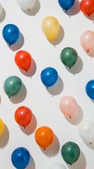 Aufkleber - Joyful Array of Multicolored Balloons on a Soft White Background for Festive Occasions